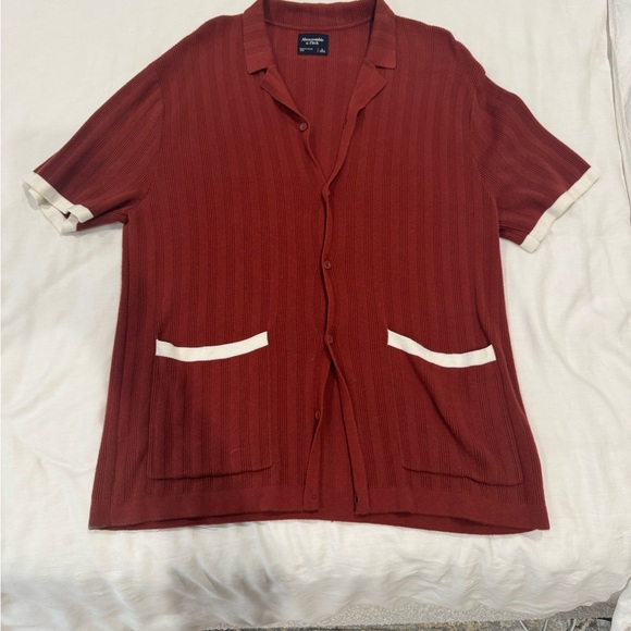Rust Red Button-Up Beach/Pool Cardigan - Picture 1 of 2